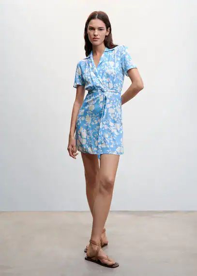 Floral shirt dress navy - Woman - 6 - MANGO
