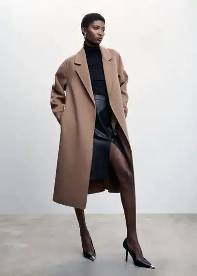 Faux-leather pencil skirt black - Woman - 4 - MANGO