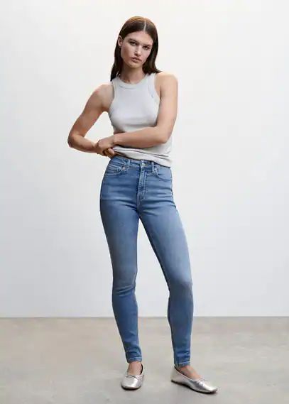 High-rise skinny jeans medium blue - Woman - 14 - MANGO