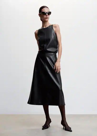 Faux-leather skirt black - Woman - XXS - MANGO