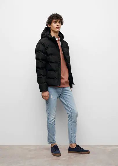 Hood quilted coat black - Teenage boy - XS - MANGO TEEN