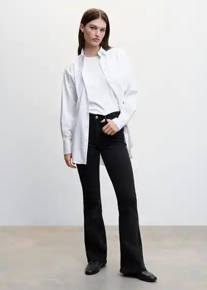 Medium-rise flared jeans black denim - Woman - 12 - MANGO