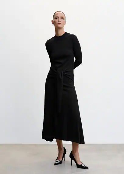 Bow knitted dress black - Woman - 8 - MANGO
