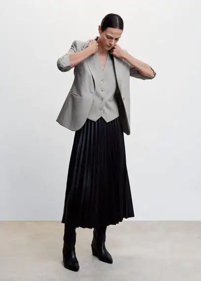 Faux-leather pleated skirt black - Woman - XXS - MANGO
