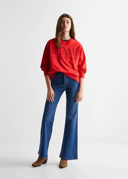 Embroidered Organic cotton embroidered sweatshirt intense red - Teenage girl - XXS - MANGO TEEN