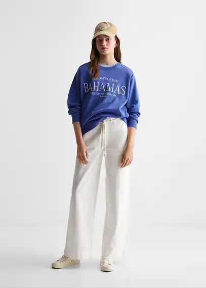 Embroidered Organic cotton embroidered sweatshirt blue - Teenage girl - XXS - MANGO TEEN