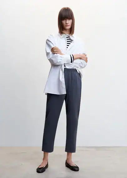 Drawstring waist modal trousers navy - Woman - XS - MANGO