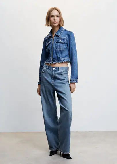 Low-rise loose-fit wideleg jeans dark blue - Woman - 18 - MANGO