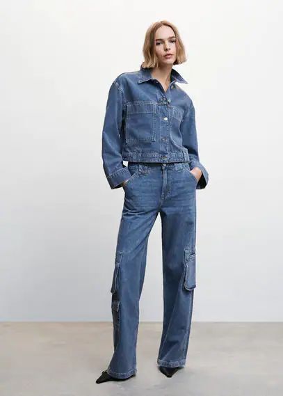 Multi-pocket cargo jeans medium blue - Woman - 8 - MANGO