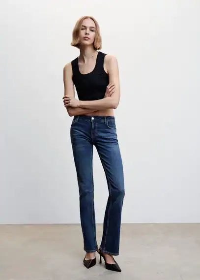 Low rise flare jeans dark vintage blue - Woman - 10 - MANGO