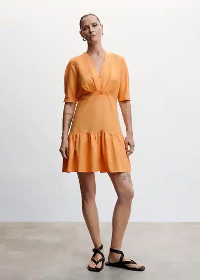 Fluted hem dress clementine - Woman - 6 - MANGO