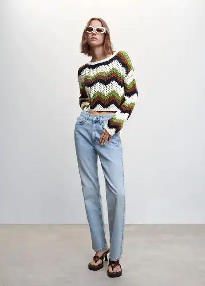Crochet cotton sweater white - Woman - S - MANGO