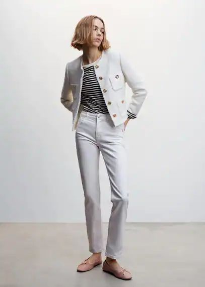 Medium-comfort straight jeans white - Woman - 4 - MANGO