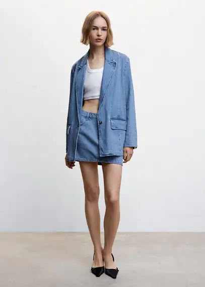 Denim mini-skirt medium blue - Woman - S - MANGO