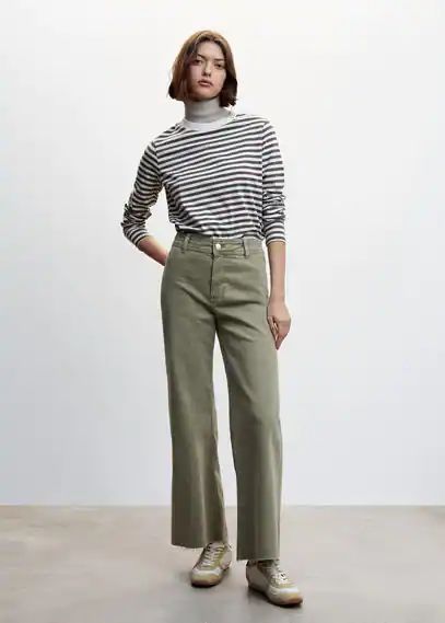Jeans culotte high waist khaki - Woman - 4 - MANGO
