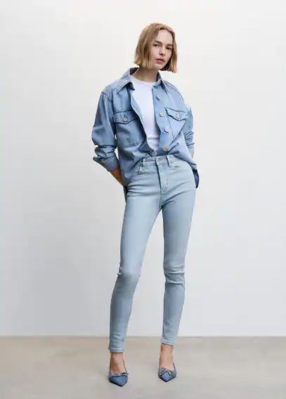 High-rise skinny jeans light blue - Woman - 10 - MANGO