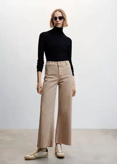 Jeans culotte high waist sand - Woman - 4 - MANGO