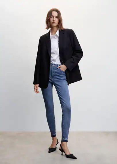 High-rise skinny jeans medium blue - Woman - 12 - MANGO