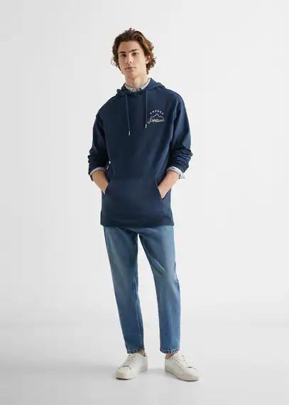 Hoodie cotton sweatshirt navy - Teenage boy - XXS - MANGO TEEN