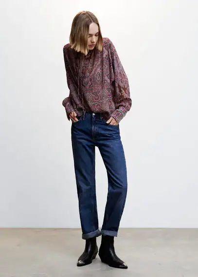 Bow printed blouse lilac - Woman - 6 - MANGO
