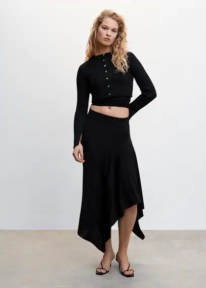 Asymmetrical skirt black - Woman - S - MANGO