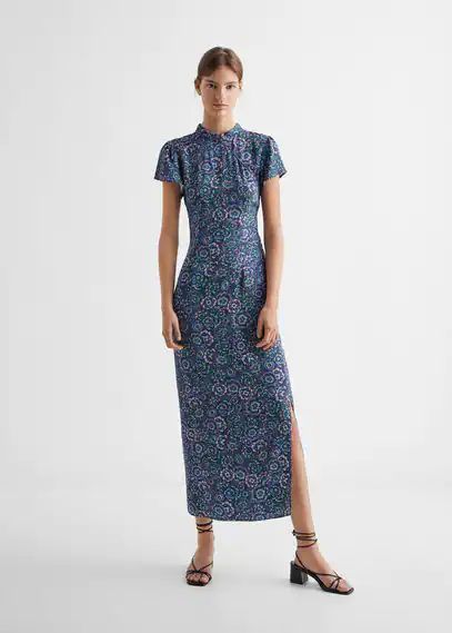 Embossed flower gown blue - Teenage girl - XXS - MANGO TEEN