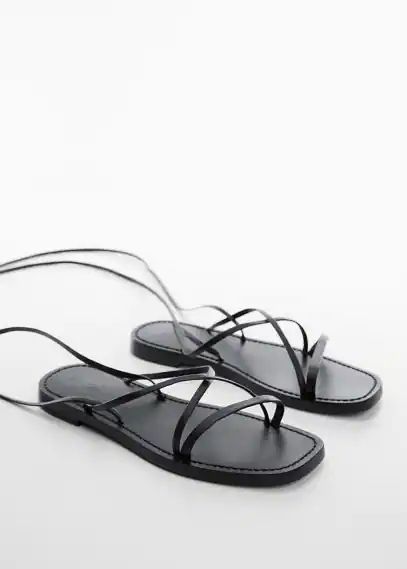 Cross strips sandals black - Teenage girl - 2½ - MANGO TEEN