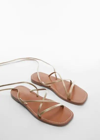 Criss-cross straps sandals gold - Teenage girl - 2½ - MANGO TEEN