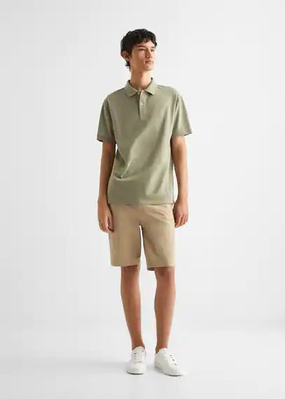 100% cotton polo shirt khaki - Teenage boy - XXS - MANGO TEEN