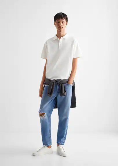 100% cotton polo shirt white - Teenage boy - XXS - MANGO TEEN