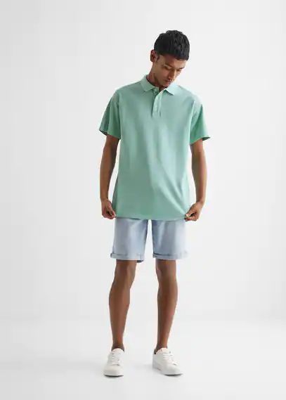100% cotton polo shirt aqua green - Teenage boy - XXS - MANGO TEEN