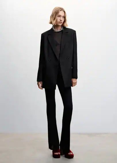 Patterned suit blazer black - Woman - XS - MANGO