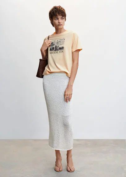 Printed cotton shirt clementine - Woman - XXS - MANGO