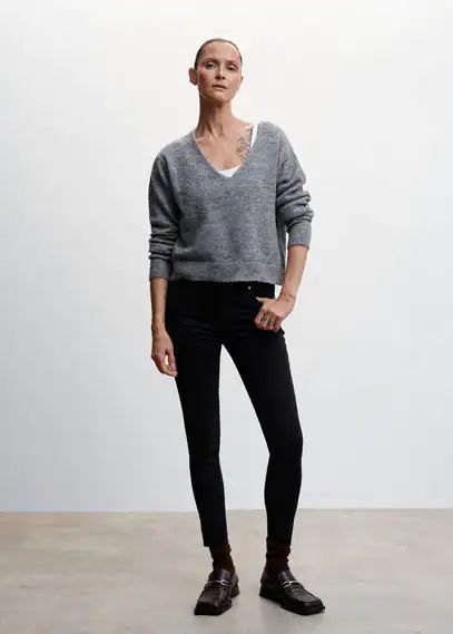 Skinny cropped jeans black denim - Woman - 16 - MANGO