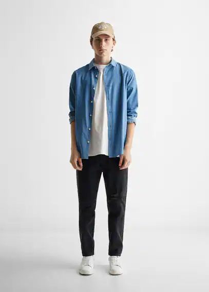 Straight jeans decorative broken black denim - Teenage boy - L - MANGO TEEN