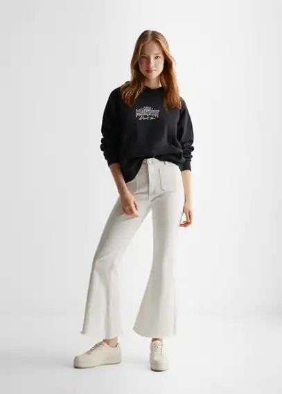 Printed cotton sweatshirt black - Teenage girl - XXS - MANGO TEEN