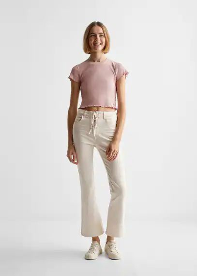 Ribed short t-shirt pastel pink - Teenage girl - XXS - MANGO TEEN
