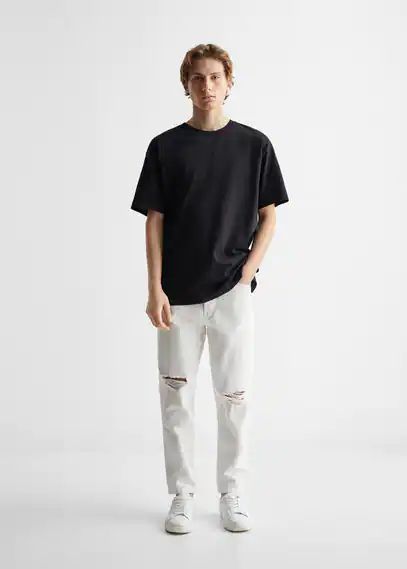 Straight jeans decorative broken white - Teenage boy - XXS - MANGO TEEN