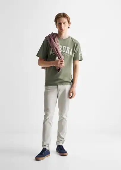 Printed message T-shirt khaki - Teenage boy - XXS - MANGO TEEN