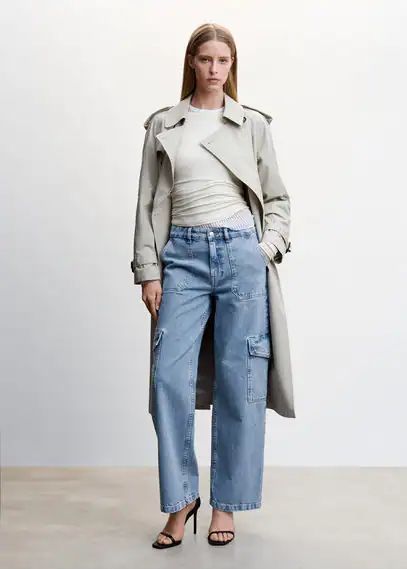 Pocket cargo jeans medium blue - Woman - 8 - MANGO
