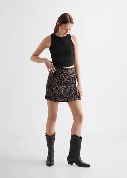Printed miniskirt black - Teenage girl - XXS - MANGO TEEN