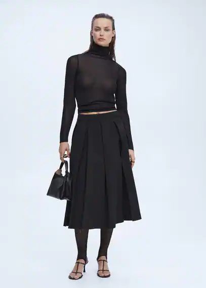 Pleated midi skirt black - Woman - 6 - MANGO