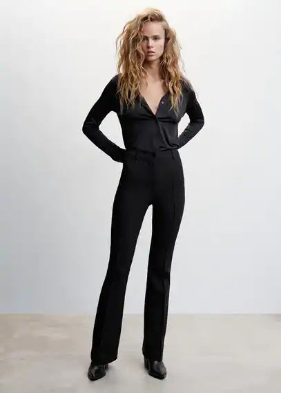 Pleat flare trousers black - Woman - 6 - MANGO
