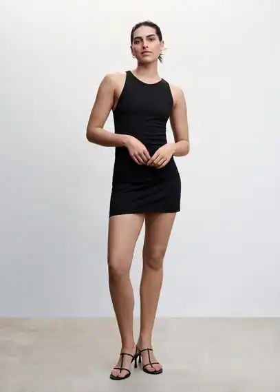 Side slit dress black - Woman - 8 - MANGO