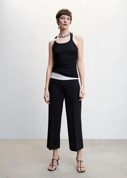 Straight culotte trousers black - Woman - 4 - MANGO