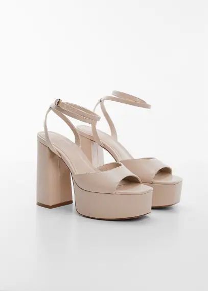 Platform ankle-cuff sandals ecru - Woman - 2 - MANGO