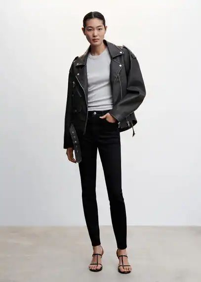 High-rise skinny jeans black denim - Woman - 20 - MANGO