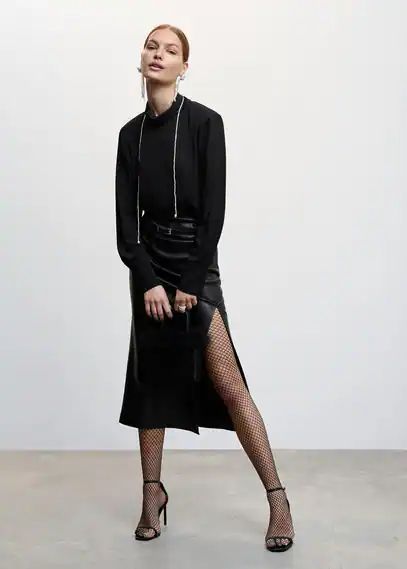 Faux-leather pencil skirt black - Woman - XXS - MANGO