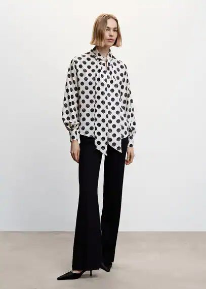 Bow polka-dot blouse ecru - Woman - 4 - MANGO