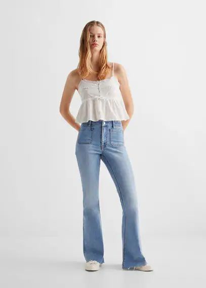 Culotte jeans with openings light blue - Teenage girl - M - MANGO TEEN